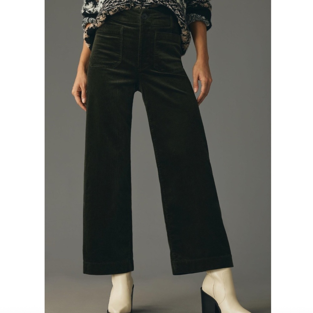 Anthropologie The Colette Cropped Wide-Leg Corduroy Pants by Maeve Green 27